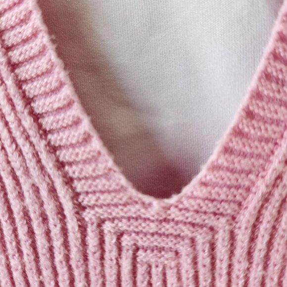 Oversized Ribbed Sweater Dress Deep V Neck In Pink White Stripes New XL - Picture 3 of 13